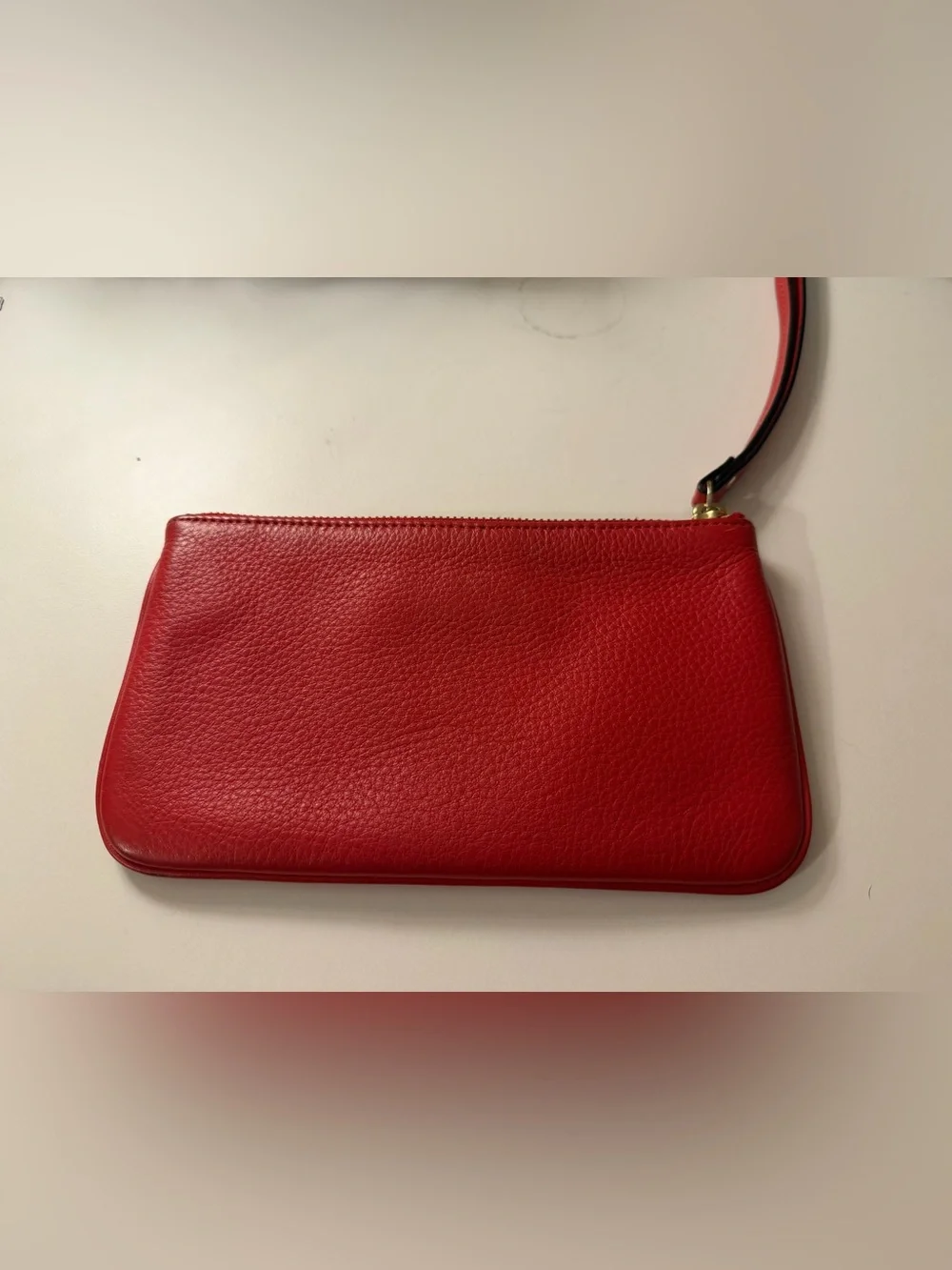 kate spade Red Pebbled Leather Wristlet with Gold Hardware